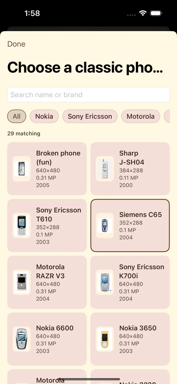 Device picker with classic phones