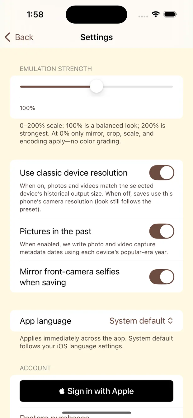 Settings to tune retro processing
